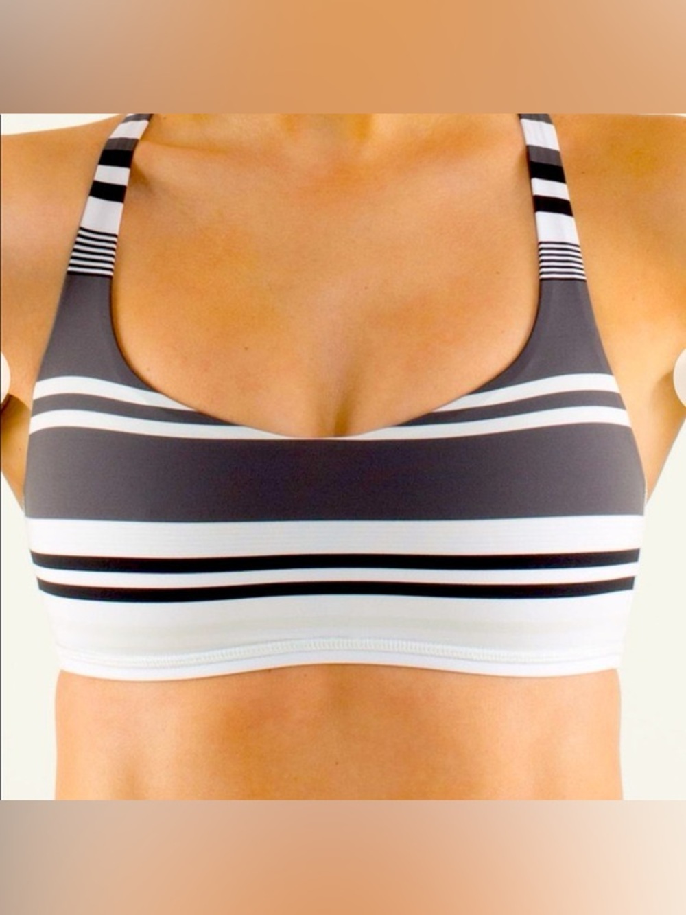 Women 6 Lululemon Free To Be Bra Groovy Stripe Nimbus Stripe Sports Yoga Dance